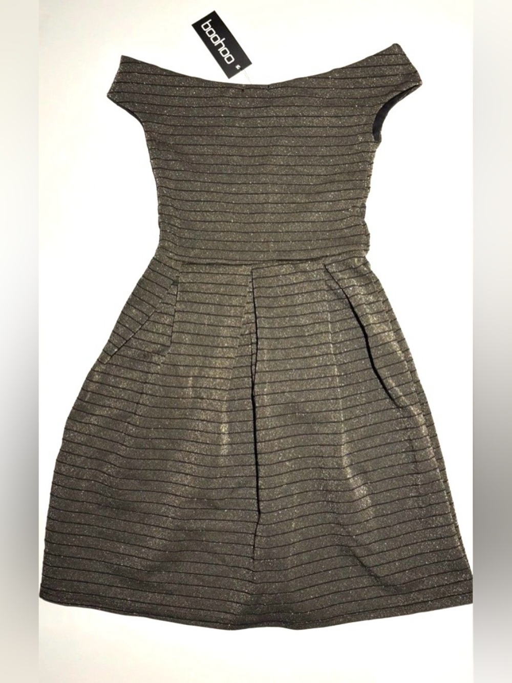 Boohoo Metallic Striped Mini Dress - Picture 2 of 7